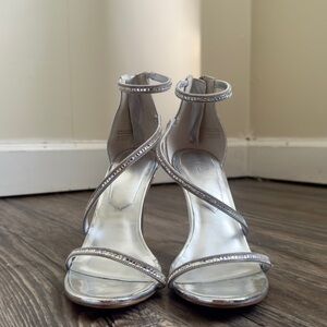 Silver Rhinestone Heeled Sandals